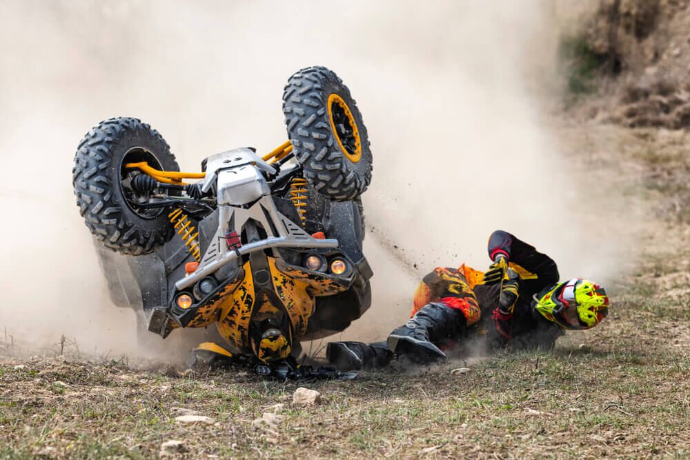 ATV rollover accident in British Columbia showing injured rider, used to illustrate proving negligence after an ATV crash
